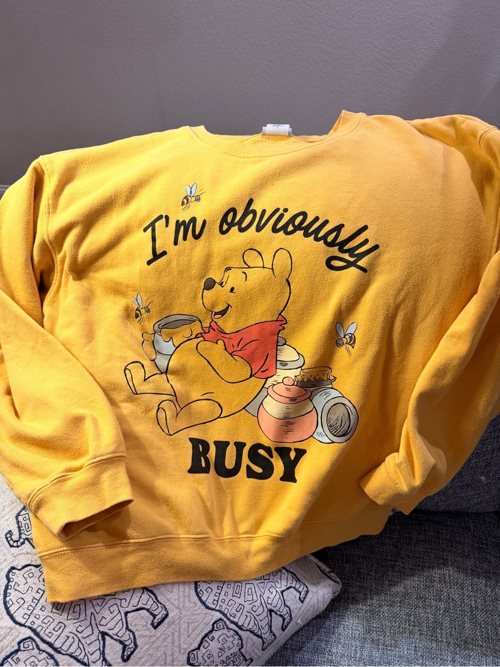 Disney Yellow Winnie the Pooh Crewneck Sweatshirt